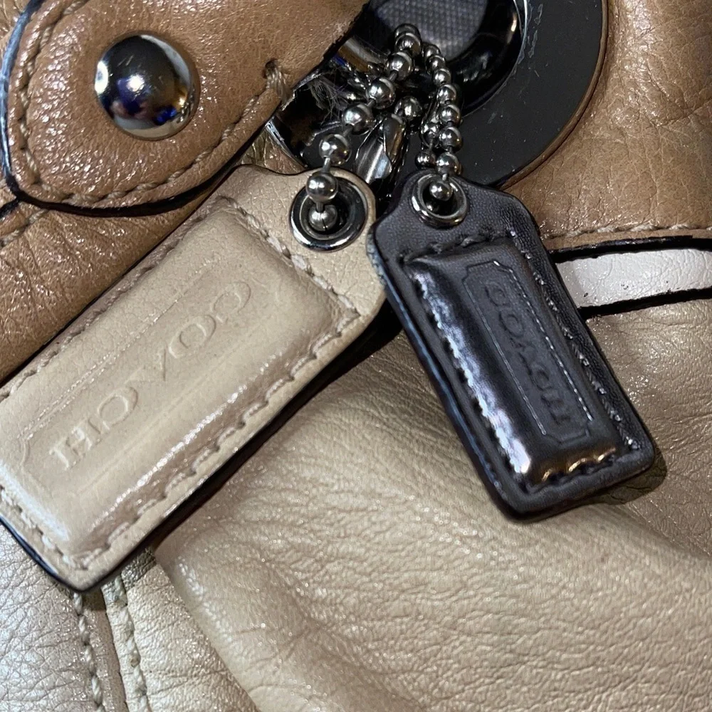 Coach Beige Leather Shoulder Bag with Long Strap Unique Coach Bag